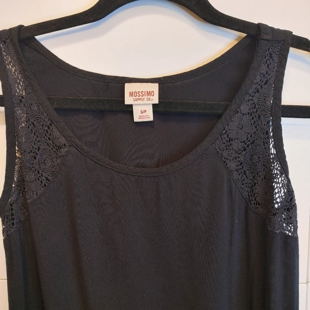Mossimo Black Lace Shoulder Tank Top Size Small Casual Basic Layering - Picture 3 of 5